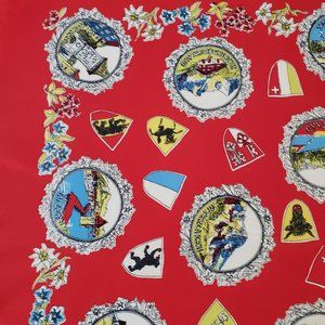 Vintage Midcentury 1950s/60s KREIER Switzerland Souvenir Scarf  Silk 26x26